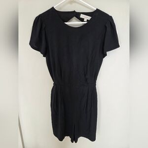 LOFT Black Romper Jumpsuit with Flutter Sleeves, Tie Size 6